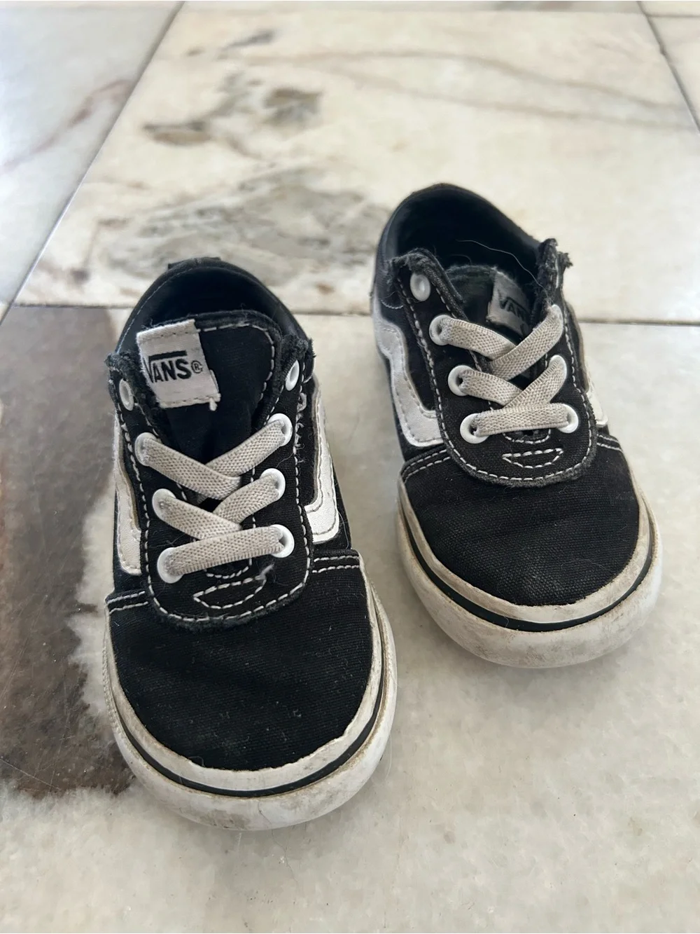 Vans Toddler Black & White Canvas Slip-On Style Sneakers